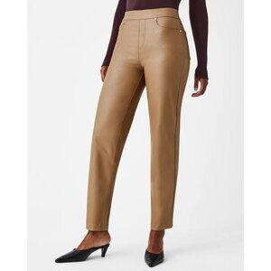 Spanx Leather-Like Straight Leg Pant size Medium Toffee